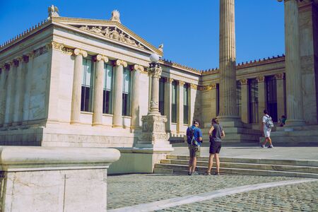 City Athens,  Greek Republic. Buildings and street, urban city with turists. 16. Sep. 2019