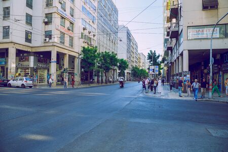 City Athens,  Greek Republic. Buildings and street, urban city with turists. 16. Sep. 2019