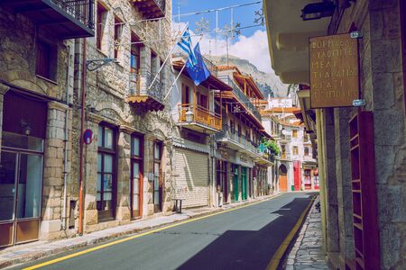 City arachova. Greek Republic. City streets and mountain views. Old buildings. 13. Sep. 2019.のeditorial素材