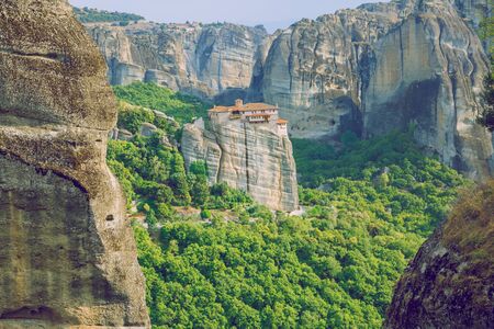 City Meteora, Greek Republic. Mountains and places of worship, church and shrines. 12. Sep. 2019. Travel photo.の写真素材