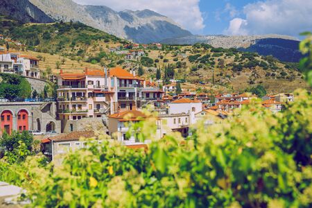 City arachova. Greek Republic. City streets and mountain views. Old buildings. 13. Sep. 2019.