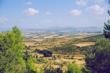 Greek Republic. Fields and mountains, grass and trees. In the distance mountains and sky. 13. Sep....