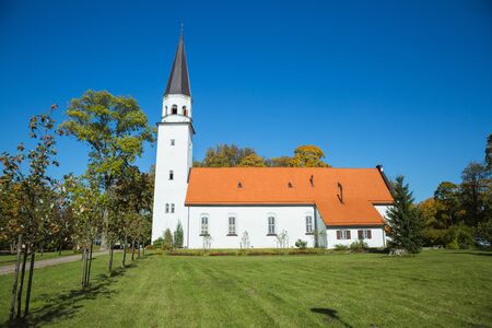 City Sigulda, Latvia Republic. Old church  and green park. 27. Sep. 2019のeditorial素材