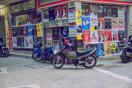 City Athens,  Greek Republic. There is a scooters on the street. Around city streets and houses.16. Sep.のeditorial素材