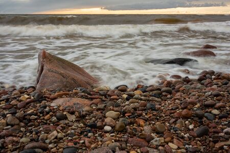 City Tuja, Latvia. Baltic sea with rocks and sand. Travel photo.16.05.2020の写真素材