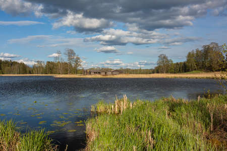 City Araisi, Latvia. Reconstructed wooden castle on the lake. Historic building.14.02.2020のeditorial素材