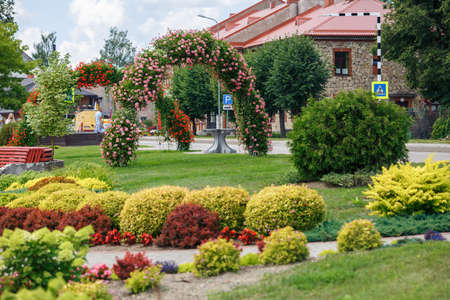 City Plavinas, Latvia. City green garden with flowers.18.07.2020の写真素材