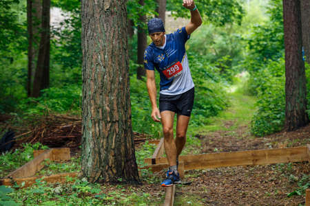 City Riga, Latvia. Run race, people were engaged in sports activities. Overcoming various obstacles and running.  5.07.2020のeditorial素材