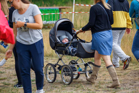 City Riga, Latvia. Run race, people were engaged in sports activities. Overcoming various obstacles...