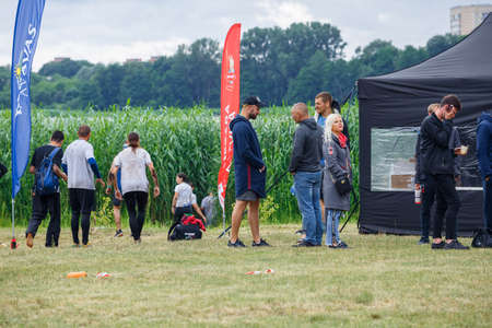 City Riga, Latvia. Run race, people were engaged in sports activities. Overcoming various obstacles and running.  5.07.2020のeditorial素材