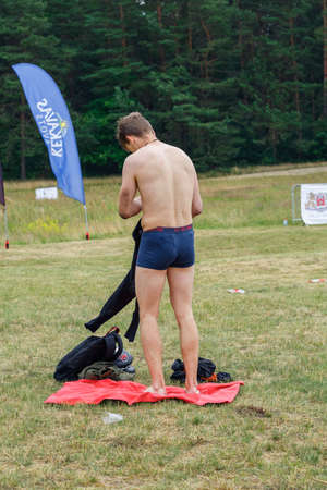 City Riga, Latvia. Run race, people were engaged in sports activities. Overcoming various obstacles and running.  5.07.2020のeditorial素材