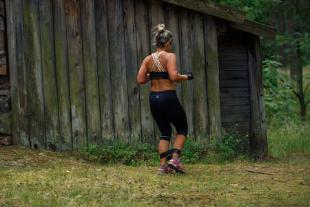 City Riga, Latvia. Run race, people were engaged in sports activities. Overcoming various obstacles...
