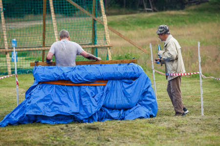 City Riga, Latvia. Run race, people were engaged in sports activities. Overcoming various obstacles and running.  5.07.2020のeditorial素材