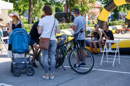 City Plavinas, Latvia. Run race, people were engaged in sports activities. Overcoming various obstacles and running.18.07.2020のeditorial素材