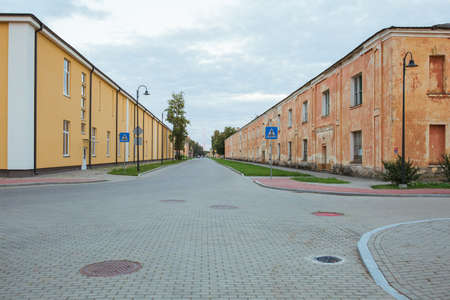 City Daugavpils, Latvia. Old castle and ruins from red brick. Travel photo.11.08.2020のeditorial素材