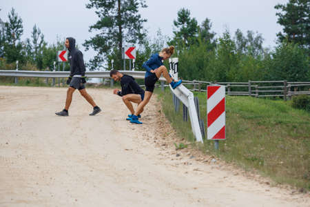 City Ikskile, Latvia.  People train and exercise in nature. Travel photo.29.08.2020のeditorial素材