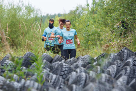 City Ikskile, Latvia.  People train and exercise in nature. Travel photo.29.08.2020のeditorial素材