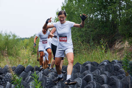 City Ikskile, Latvia.  People train and exercise in nature. Travel photo.29.08.2020のeditorial素材