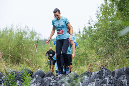 City Ikskile, Latvia.  People train and exercise in nature. Travel photo.29.08.2020のeditorial素材