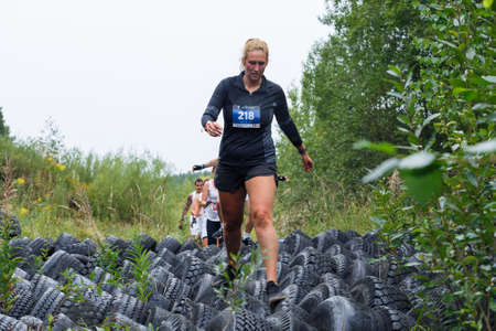 City Ikskile, Latvia.  People train and exercise in nature. Travel photo.29.08.2020のeditorial素材