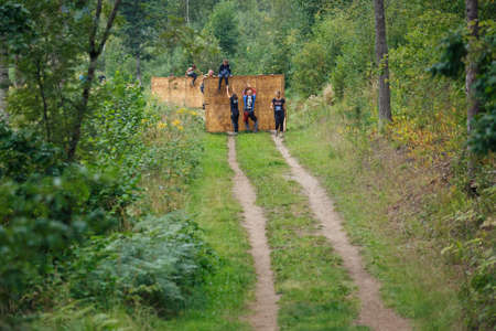 City Ikskile, Latvia.  People train and exercise in nature. Travel photo.29.08.2020のeditorial素材