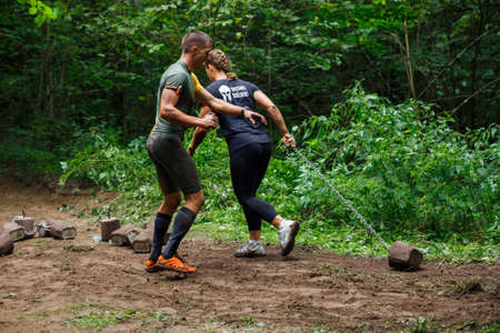 City Ikskile, Latvia.  People train and exercise in nature. Travel photo.29.08.2020のeditorial素材