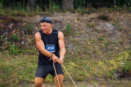 City Ikskile, Latvia.  People train and exercise in nature. Travel photo.29.08.2020のeditorial素材
