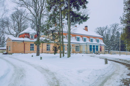 City, Cesis, Latvia. Old manor in winter.Travel photo.20.02.2021のeditorial素材