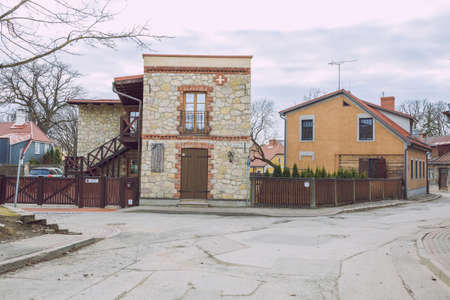 City, Cesis, Latvia. Old street and houses with nature elements.04.04.2021のeditorial素材