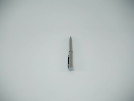 Silver Metal Ball Point Pen Isolated On White background