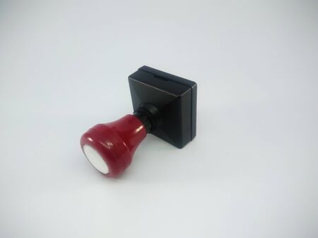 Modern plastic stamp on a white backgroundの写真素材