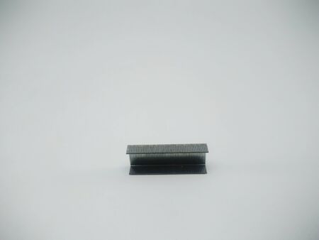 Silver staples clip office stationary equipment isolated on a white background