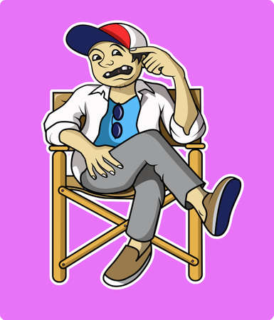 a man shows creative ideas in this headのイラスト素材