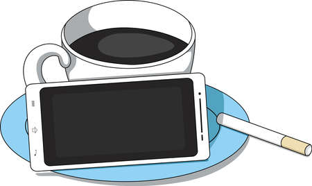 coffe,cellphones and cigarettes are my inspirationのイラスト素材