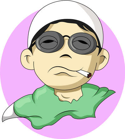 a father casually smoking a cigaretteのイラスト素材