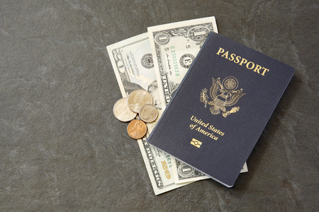 US Passport and US Currencyの写真素材