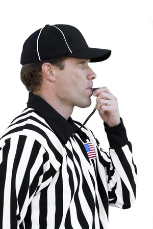 Referee Blowing the Whistleの写真素材