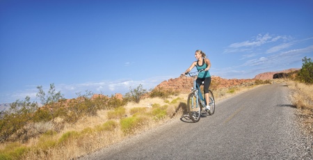 Fit Woman on a Bike Rideの写真素材