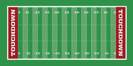 Vector Football Field with hash marks and yard linesのイラスト素材