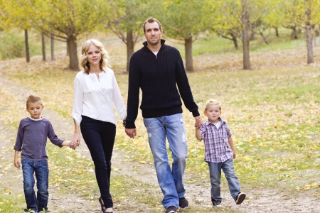 Cute Family on a walk togetherの写真素材
