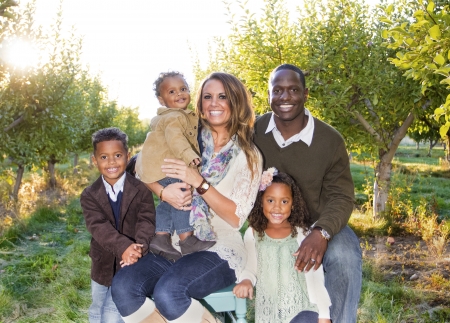 Multi Ethnic Family Portrait Outdoorsの写真素材