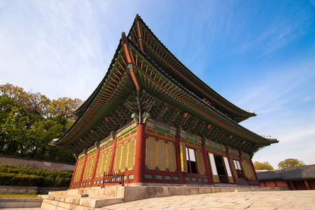 Changdeokgung Palace in Seoul Korea. Photo taken with wide angle lensのeditorial素材