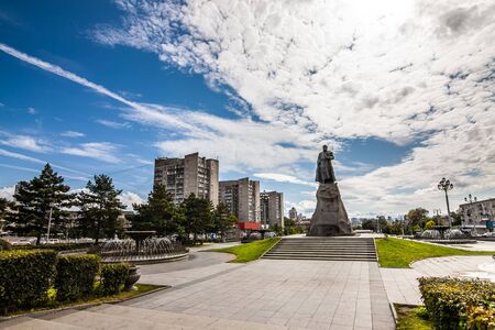 Monument to Khabarov the founder of Khabarovsk. Russiaの写真素材