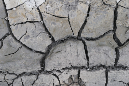 The soil that is cracked is dry because of the dry weather, no rain.の写真素材