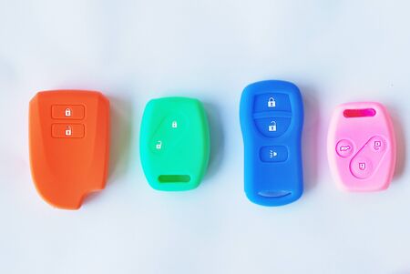 Colorful remote control car case Many shapes on a white backgroundの写真素材