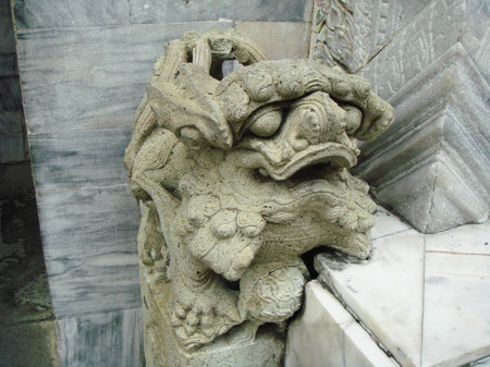 Chinese dog or lion sculpture in Wat Phra Kaewの写真素材