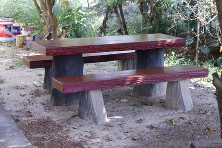 Table with chairs in garden in thailand