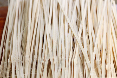 close-up of thin bamboo stripes used for background.の写真素材