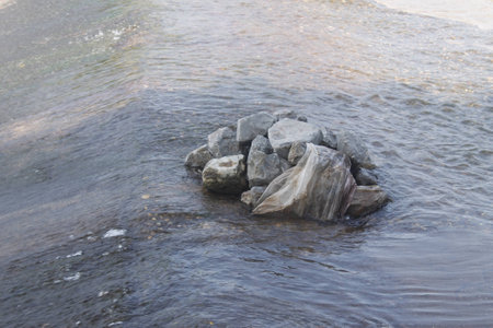 stone center the waterの写真素材