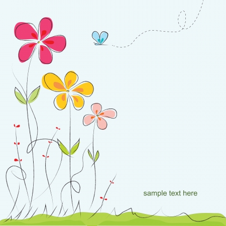 Colorful summer floral backgroundのイラスト素材